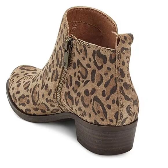 Lucky Brand Basel Leopard Printed Leather Side Zip Block Heel Ankle Booties Sz 7 - Picture 3 of 9